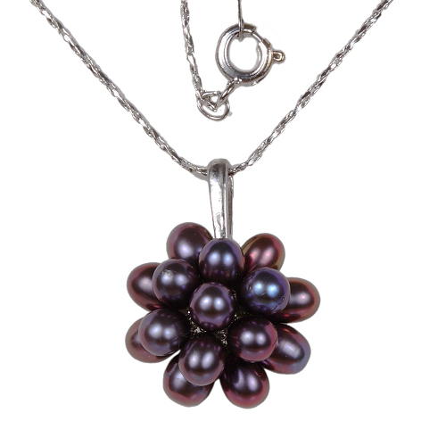 Perlenkette, Halskette Süßwasserperlen, platiniert, 5026 - zum Schließen ins Bild klicken
